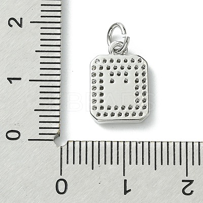 Rack Plating Brass Micro Pave Clear Cubic Zirconia Charms KK-G501-01W-P-1