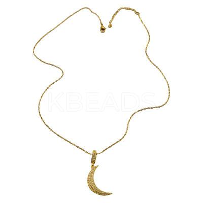 Moon Brass Micro Pave Clear Cubic Zirconia Pendant Necklaces FS-WGD2E00-01-1