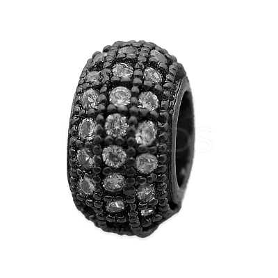 Brass Micro Pave Clear Cubic Zirconia Spacer Beads KK-N241-LA827-4-NR-1