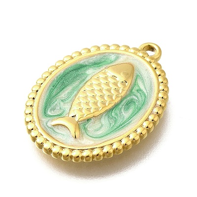 304 Stainless Steel Enamel Pendants LS-STAS-Q347-08B-G-1