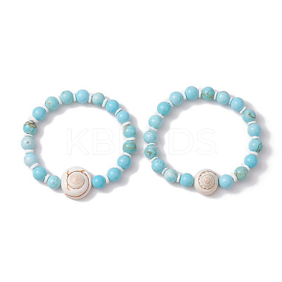 Summer Beach Natural Shiva Eye Shell Bead Bracelets X-BJEW-JB10313-03-1