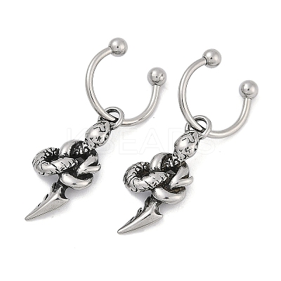 Snake 316 Surgical Stainless Steel Dangle Half Hoop Earrings for Women EJEW-G416-50AS-1