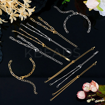 12Pcs 6 Styles 304 Stainless Steel Chain Bracelet Makings AJEW-TA0001-34-1