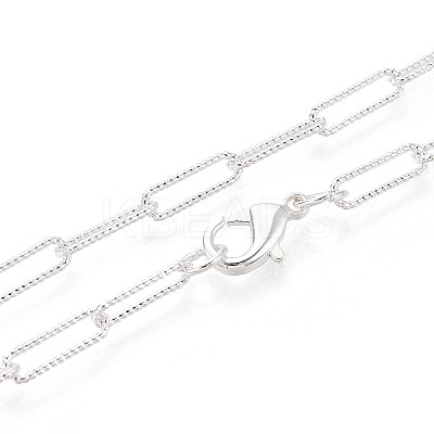 Brass Textured Paperclip Chain Necklace Making MAK-S072-03B-S-1