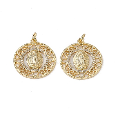 Brass Clear Cubic Zirconia Pendants KK-E068-VA059-2-1