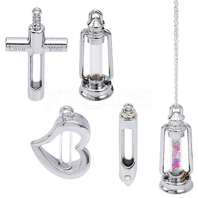 4 Sets 4 Style Wishing Bottle Glass Pendants GLAA-CA0001-50-1