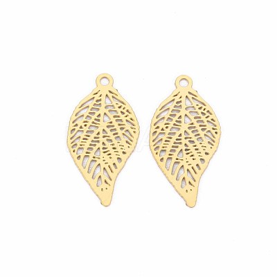 Rack Plating 201 Stainless Steel Filigree Pendants STAS-T057-34G-1