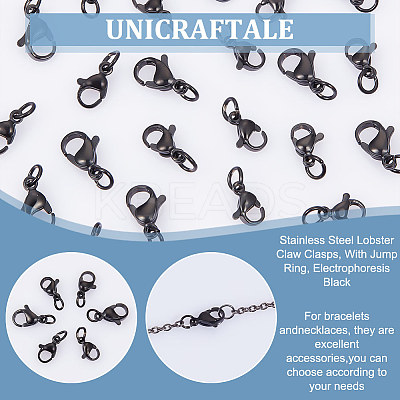 30Pcs 3 Styles 304 Stainless Steel Lobster Claw Clasps STAS-UN0050-14-1