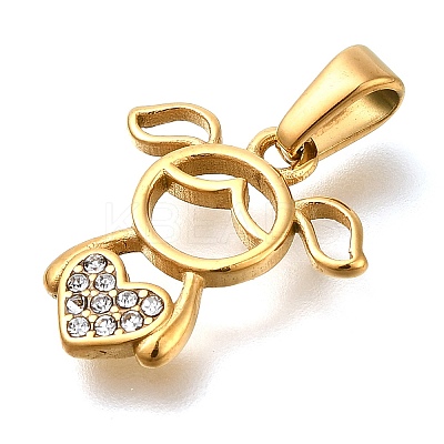 Ion Plating(IP) 304 Stainless Steel Rhinestone Pendants STAS-Z113-08G-1