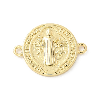 Brass Saint Benedict Medal Connector Charms KK-P294-02G-1