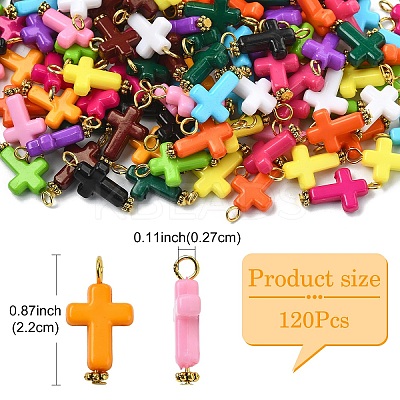 130Pcs 13 Colors Acrylic Cross Pendants PALLOY-YW031-1