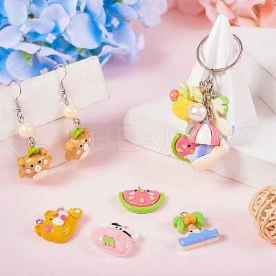 16Pcs 8 Styles Opaque Resin Pendants CRES-TA0001-40-1