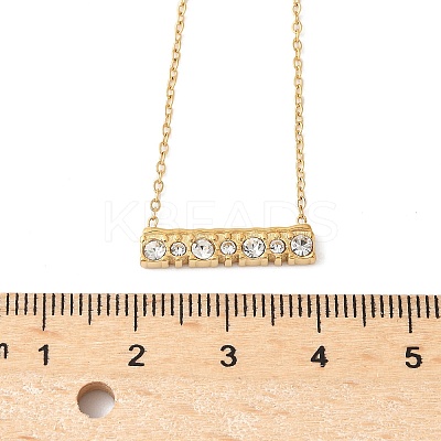 304 Stainless Steel Crystal Rhinestone Rectangle Pendant Necklaces for Women NJEW-U045-03G-1
