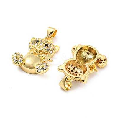 Rack Plating Brass Micro Pave Cubic Zirconia Pendants KK-F861-06G-1