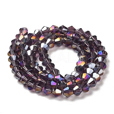 Transparent Electroplate Glass Beads Strands GLAA-F029-3mm-A04-1