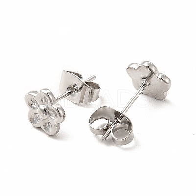 Non-Tarnish 304 Stainless Steel Flower Stud Earrings for Women LS-EJEW-C004-07P-1