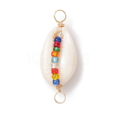 Natural Shell Connector Charms PALLOY-JF02694-1
