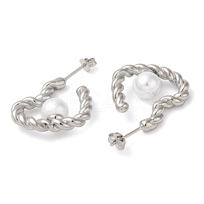 Rack Plating Brass Heart Stud Earrings EJEW-P249-01P-1