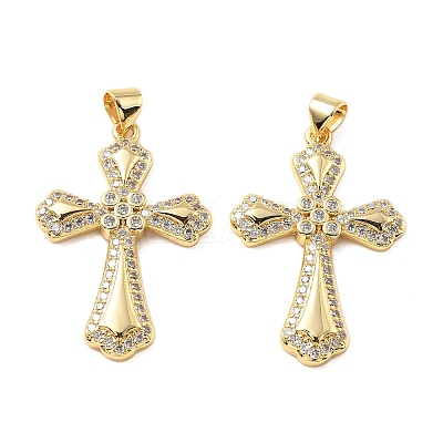 Brass Micro Pave Cubic Zirconia Pendants KK-R229-10G-E-1