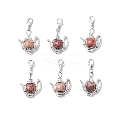 Teapot Alloy Wood Pendant Decorations HJEW-JM03394-1