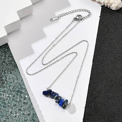 Natural Lapis Lazuli Chip Pendant Necklaces NJEW-JN05097-02-1