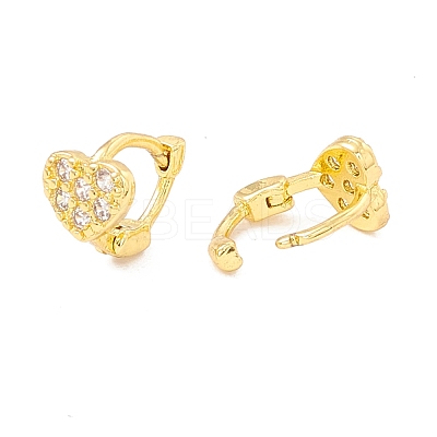 Clear Cubic Zirconia Heart Hinged Hoop Earrings EJEW-I266-07G-1