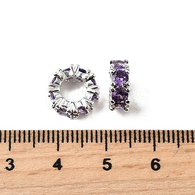 Brass with Cubic Zirconia European Beads ZIRC-L041-18D-S-1