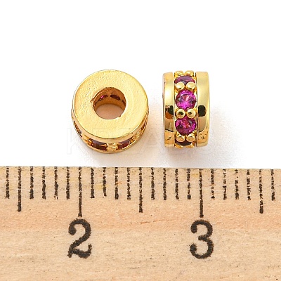 Rack Plating Brass Micro Pave Cubic Zirconia Beads KK-A196-04G-1