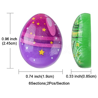 12Pcs 6 Colors Easter Cartoon Opaque Resin Cabochons RESI-FS0001-56-1