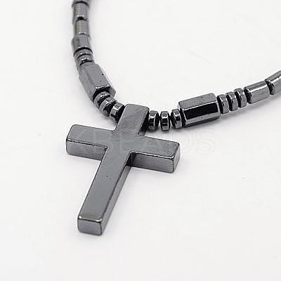 Fashionable Magnetic Synthetic Hematite Necklaces LS-NJEW-K006-21-1