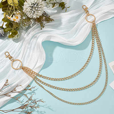1Pc Alloy Twisted Chain 3 Layered Chain Belts for Women Men AJEW-CY0002-25G-1