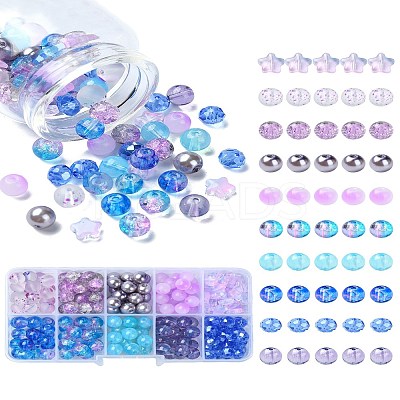 10 Styles Transparent Spray Painting Crackle & Glass Pearl Glass Beads GLAA-YW0003-54-1