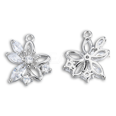 Brass Pave Clear Cubic Zirconia Pendants KK-N235-042P-1