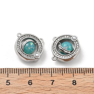 Rotatable Brass Micro Pave Cubic Zirconia and Resin Charms KK-B129-21P-1