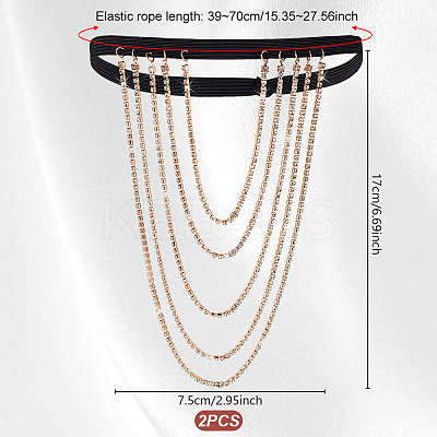 Tassel Alloy Crystal Rhinestone Thigh Chain for Women AJEW-WH0554-38A-1