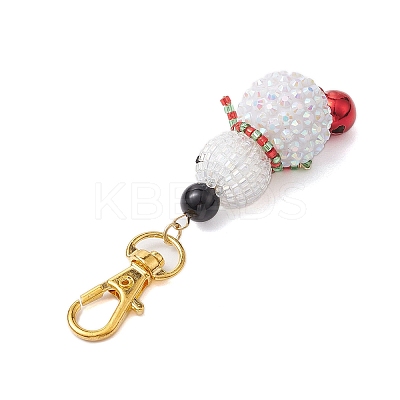 Christmas Snowman Resin Rhinestone & Glass Seed Beads Pendant Decorations HJEW-MZ00076-1