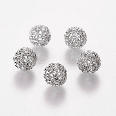 Brass Cubic Zirconia Beads ZIRC-D011-50P-1