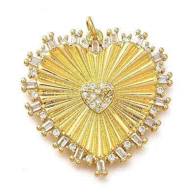 Brass Micro Pave Cubic Zirconia Pendants KK-U055-25G-1