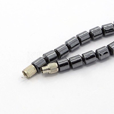 Trendy Unisex Holly Jewelry Grade A Non-Magnetic Synthetic Hematite Beaded Cross Pendant Necklaces NJEW-M013-04-1