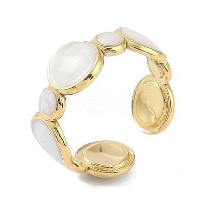 Ion Plating(IP) 304 Stainless Steel Enamel Cuff Finger Rings RJEW-L107-038G-01-1