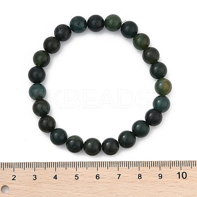 Natural Moss Agate Beaded Stretch Bracelets X-B072-5-1