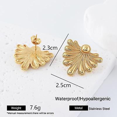 304 Stainless Steel Fan-Shaped Flower Stud Earrings for Women CO6863-1