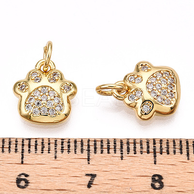 Brass Micro Pave Clear Cubic Zirconia Charms KK-T070-06G-NF-1