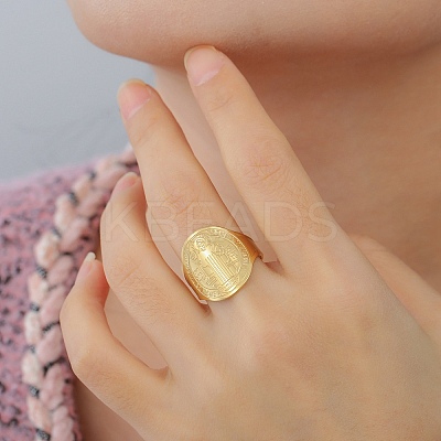 304 Stainless Steel Adjustable Cuff Rings for Women LS-RJEW-L129-06G-1