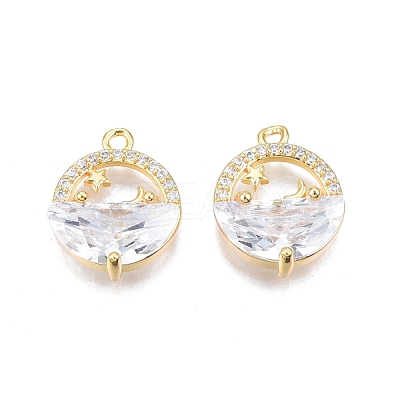 Brass Pave Clear Cubic Zirconia Pendants KK-N231-328-1