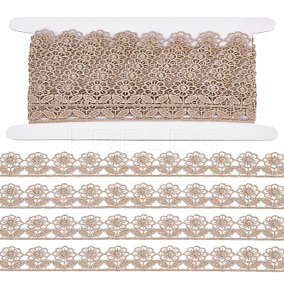 4 Yards Metallic Yarn Flower Lace Ribbons OCOR-LP0001-10-1