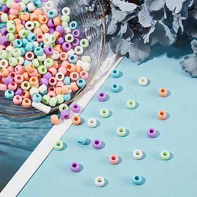 240g 6 Colors Acrylic Large Hole Beads Candy Color Flat Round/Disc SACR-CA0001-09-1