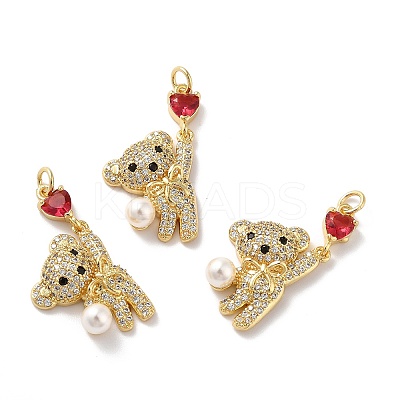 Rack Plating Brass Micro Pave Cubic Zirconia Pendants X-KK-A160-14G-1