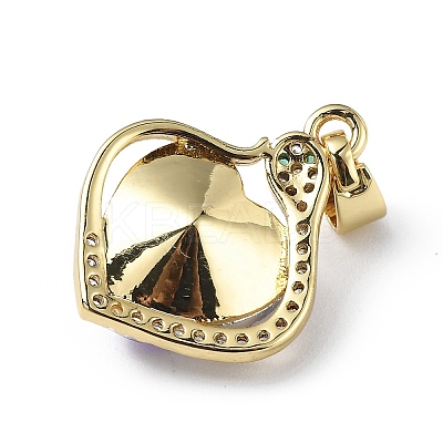 Real 18K Gold Plated Rack Plating Brass Micro Pave Clear Cubic Zirconia Pendants KK-C015-16G-04-1
