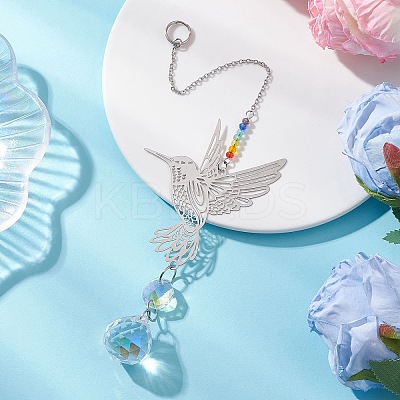 4Pcs Glass Teardrop Hanging Suncatchers HJEW-JM04654-1